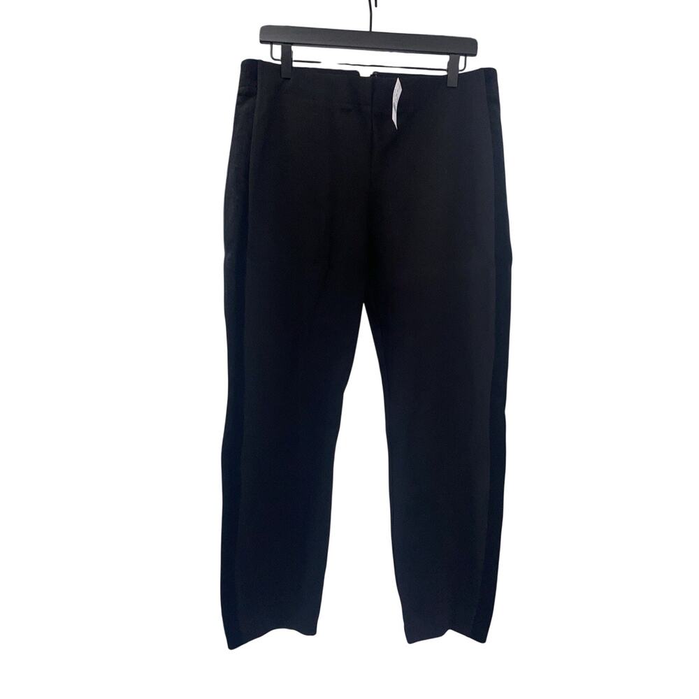 NWT J. Crew Women's Black Gigi Pants Velvet Tuxedo Leg Stripe size 12 Zipper